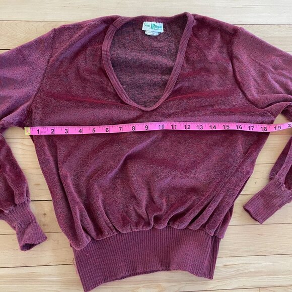 Vintage 80s Red Sweater Sears JR Bazaar Retro Preppy Soft Girl Fall Look Sz XS-S - Picture 8 of 10